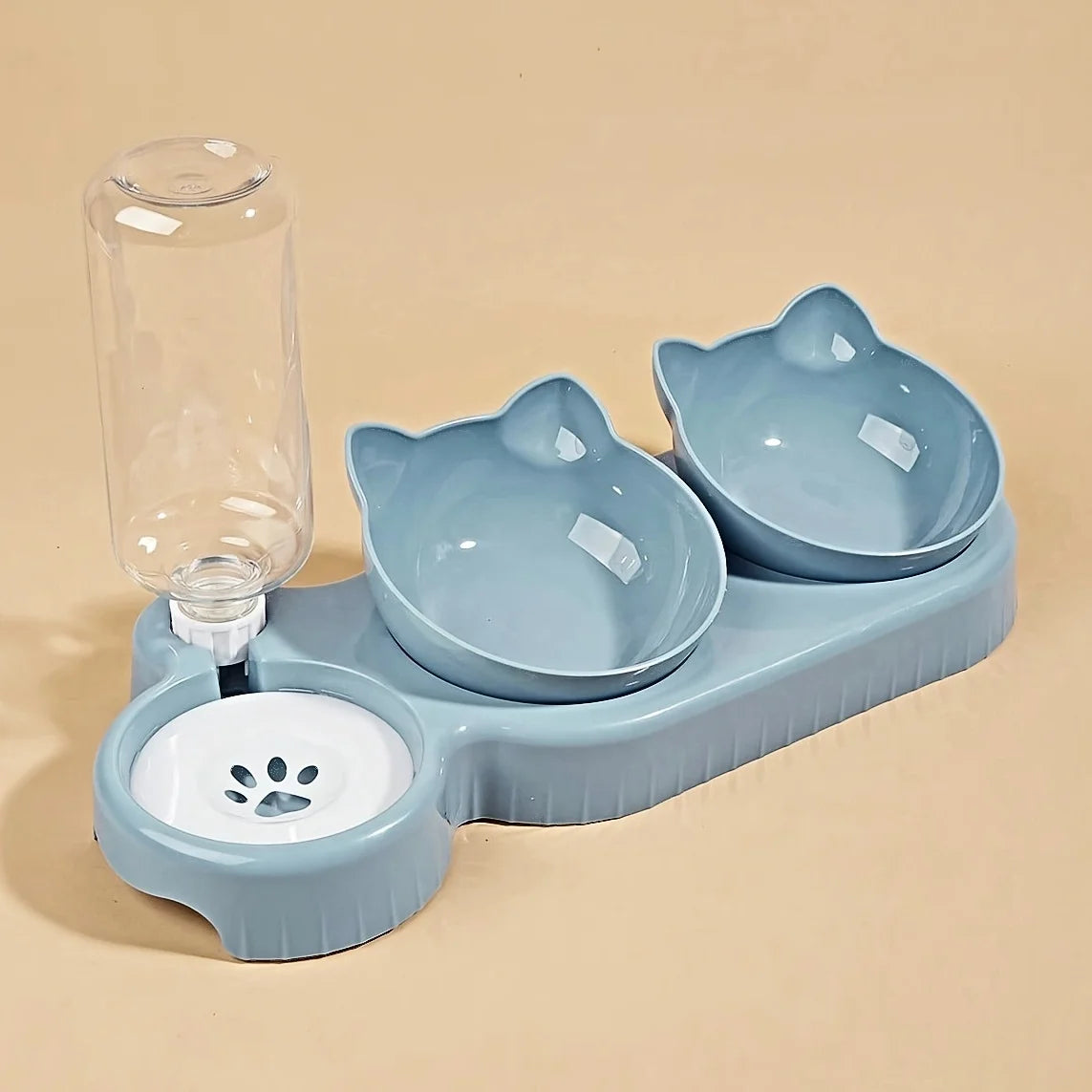Tilted Pet Bowl Set with Gravity Water Feeder