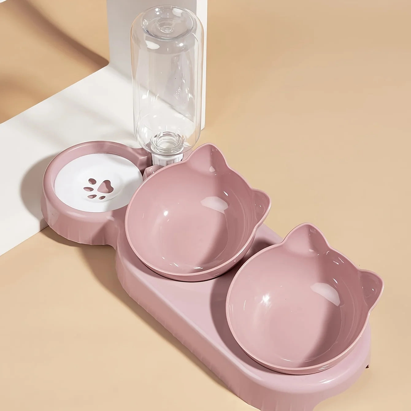 Tilted Pet Bowl Set with Gravity Water Feeder