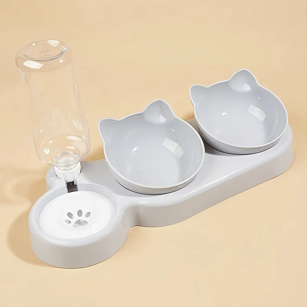 Tilted Pet Bowl Set with Gravity Water Feeder