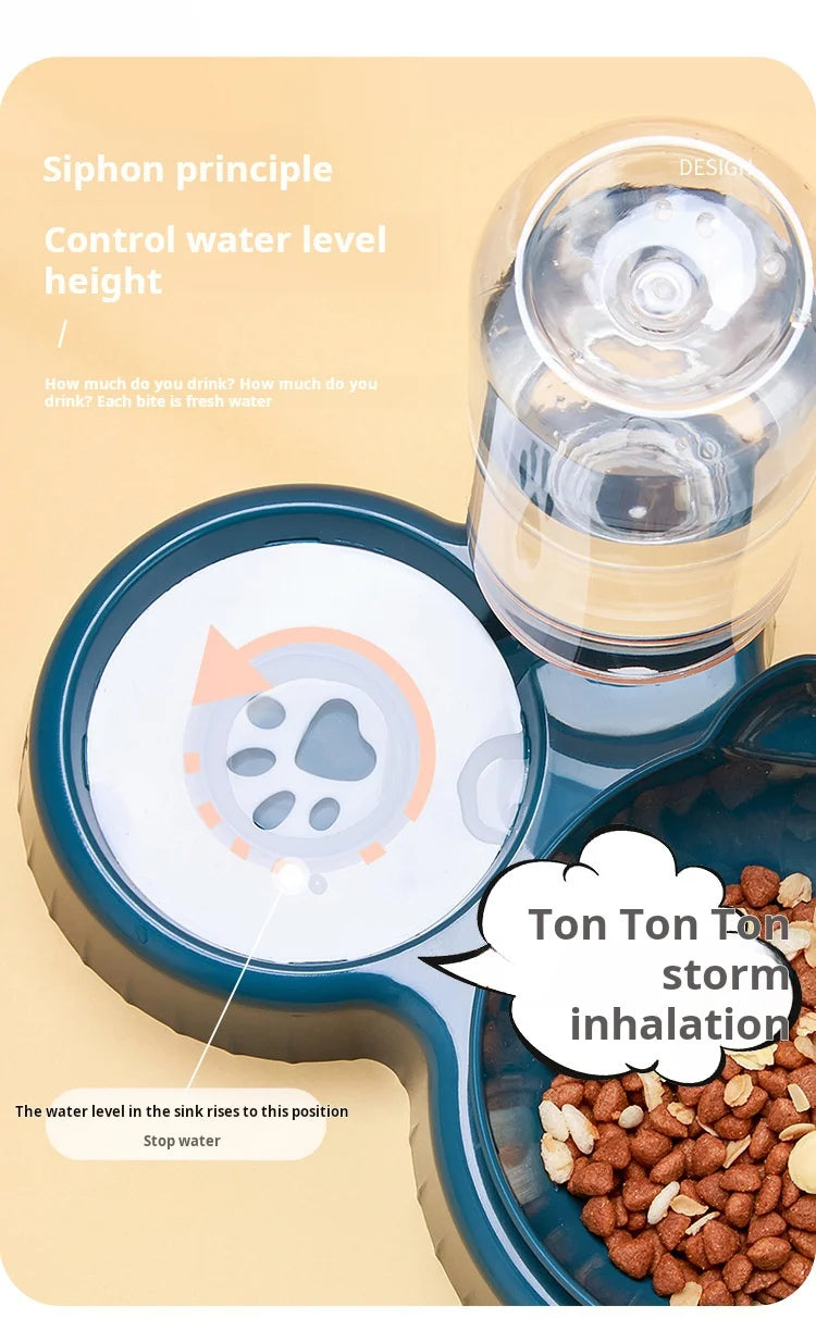 Tilted Pet Bowl Set with Gravity Water Feeder